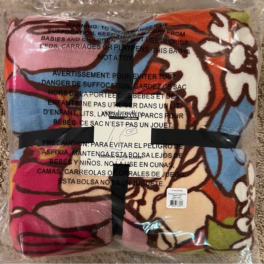 Vera Bradley Floral Midday Garden Cozy Throw Blanket
